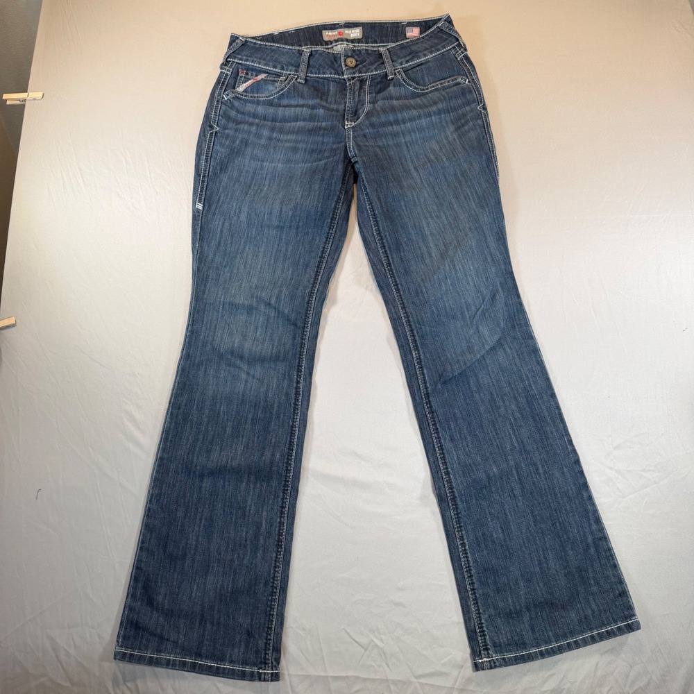 Ariat FR Mid Rise Boot Cut Jeans Women 28S Flame Resistant Denim Blue 10012555